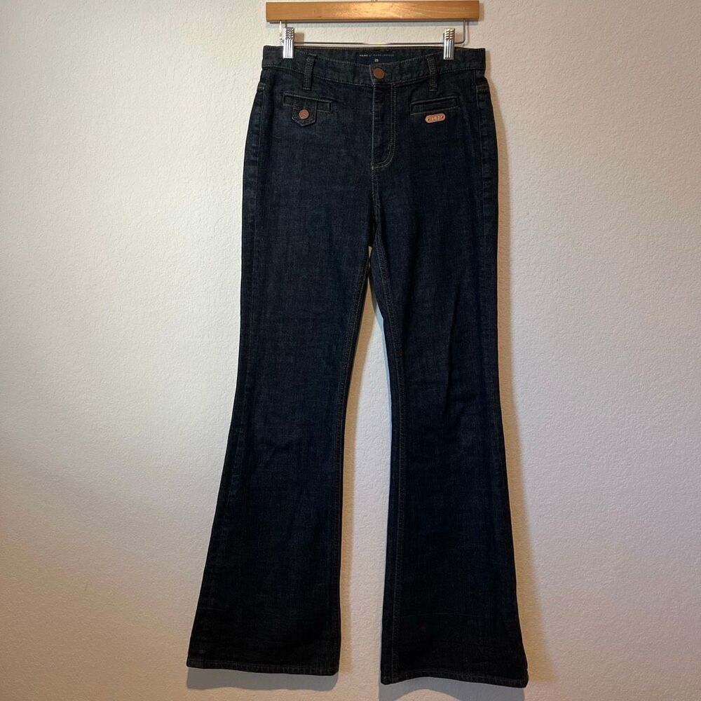 Marc by Marc Jacobs Blue Denim PO2 Charlie High Rise Flare Jeans Women's Size 28 - Picture 1 of 8
